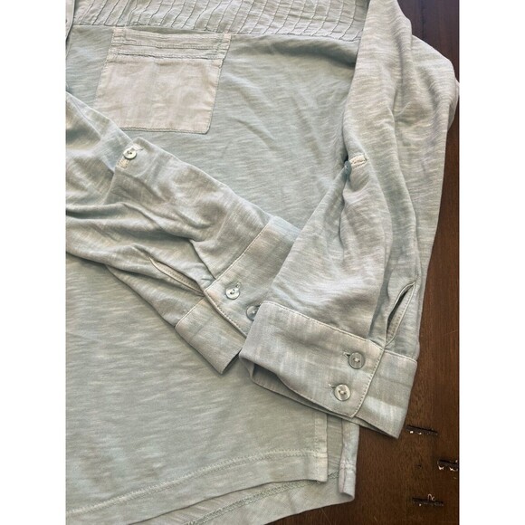SOFT SURROUNDING Top Women PXL Mint Green Button Down Blouse Roll Cuff Pockets - Picture 5 of 8